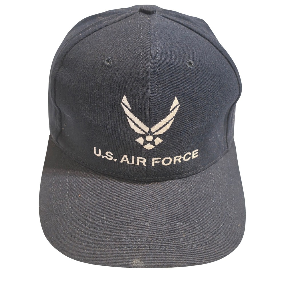 US Air Force‎ Hat Mens Navy Blue Embroidered Flex Fit Military Cap Made in USA
